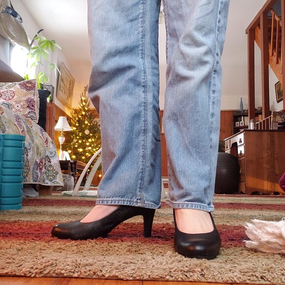 Black Faux Leather Heels - Picture 5 of 5